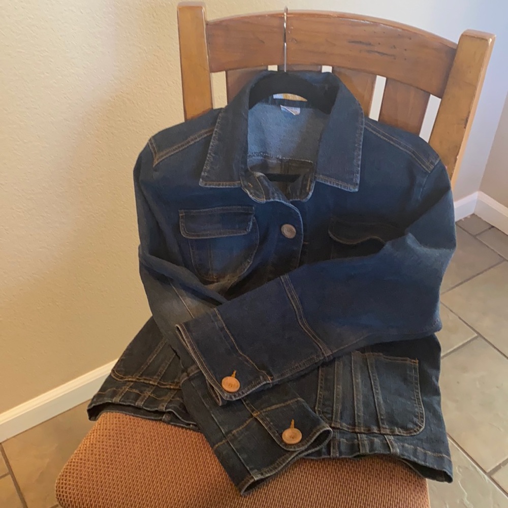 Tulle jean jacket dark wash
